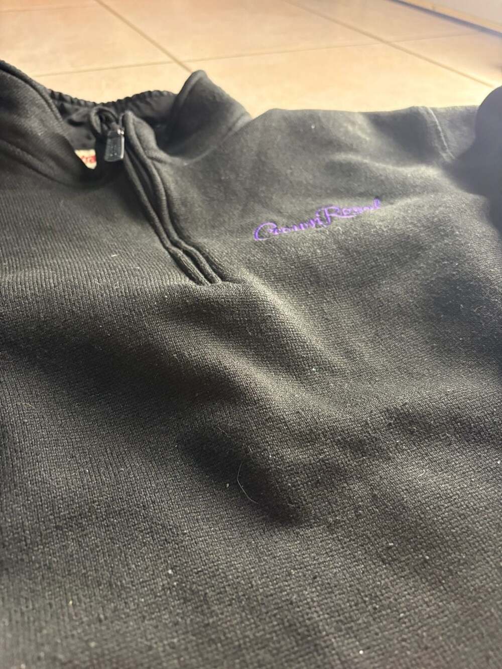 Wrangler Authentics Black 1/4 Zip Fleece Pullover Jacket XL with Crown Royal and
